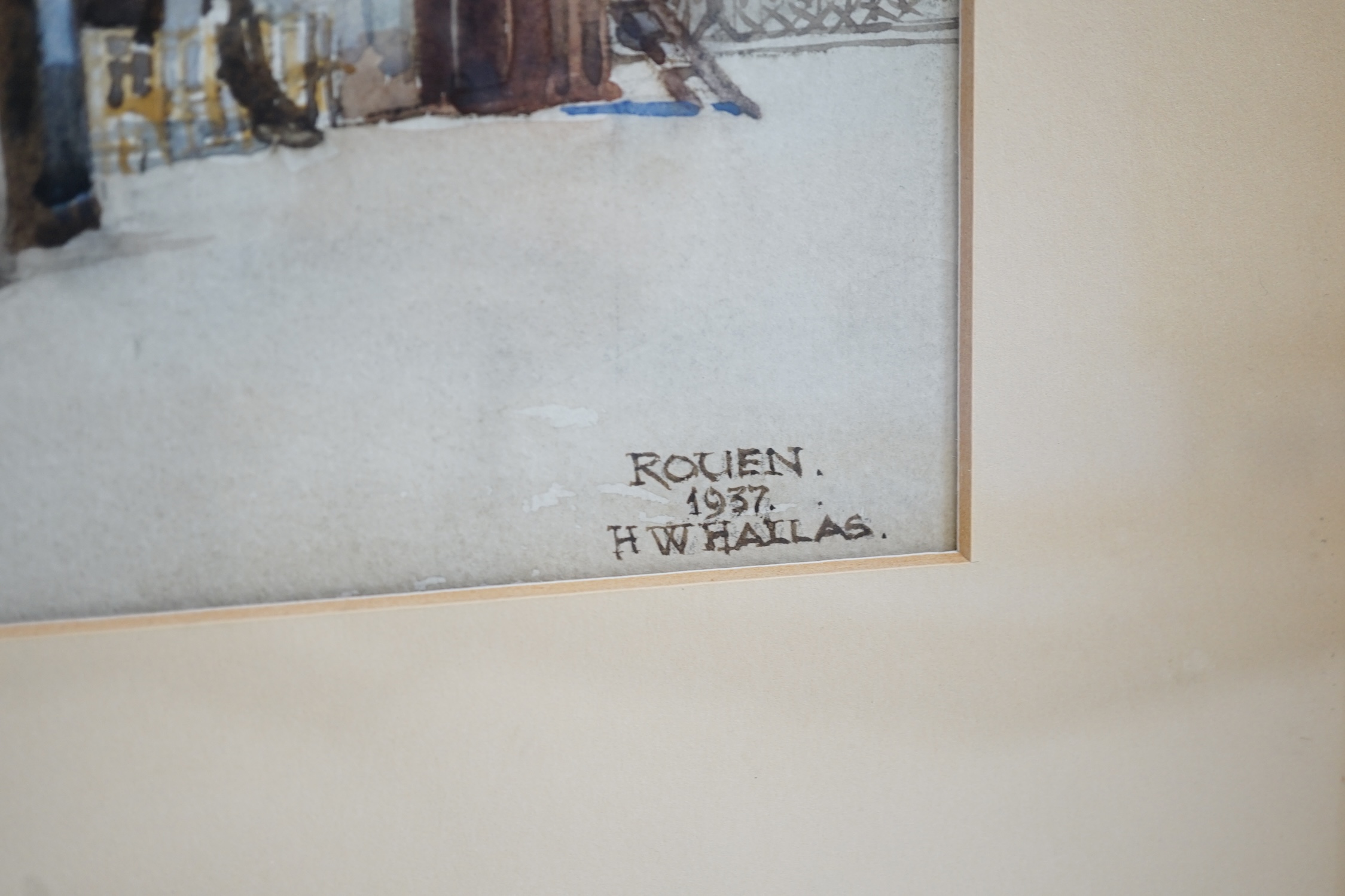 Harold W. Hallas (19th / 20th. C), watercolour, Rouen Cathedral, signed and dated 1937, 36.5 x 26cm. Condition - fair to good